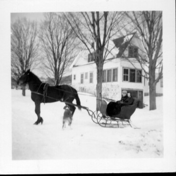 in front of old schoolhouse